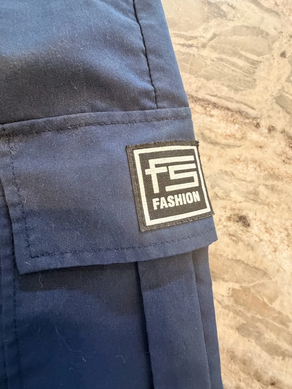 FS Fashion Men’s Large Navy Cargo Jogger shorts Drawstring Elastic Waist
